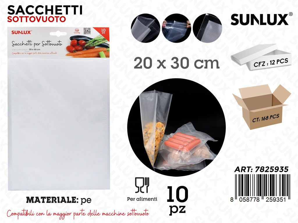 Sunlux Sacchetti Sottovuoto Pe 10PCS 20*30CM