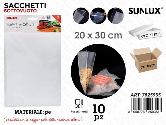Sunlux Sacchetti Sottovuoto Pe 10PCS 20*30CM