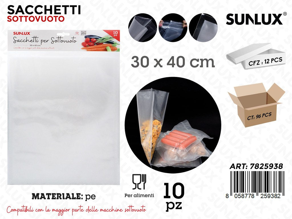 Sunlux Sacchetti Sottovuoto Pe 10PCS 30*40CM
