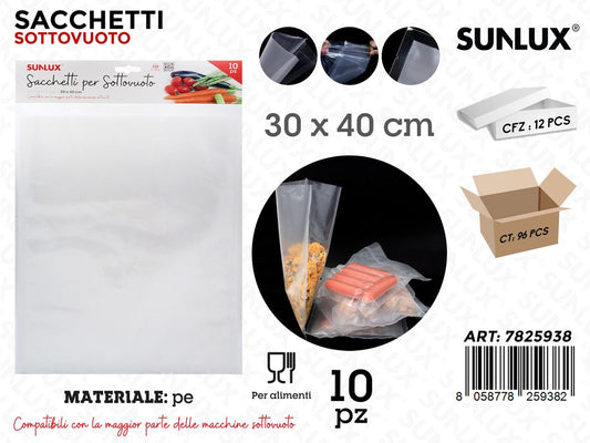 Sunlux Sacchetti Sottovuoto Pe 10PCS 30*40CM