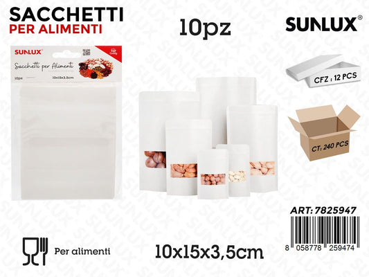 Sunlux Sacchetti Alimenti Carta 10PCS 10*15*3.5CM