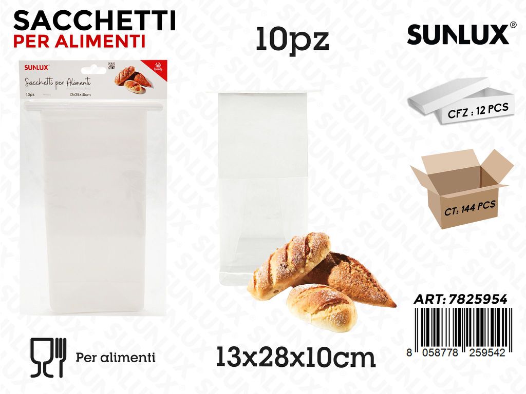 Sunlux Sacchetti Alimenti Carta 10PCS 13*28*10CM