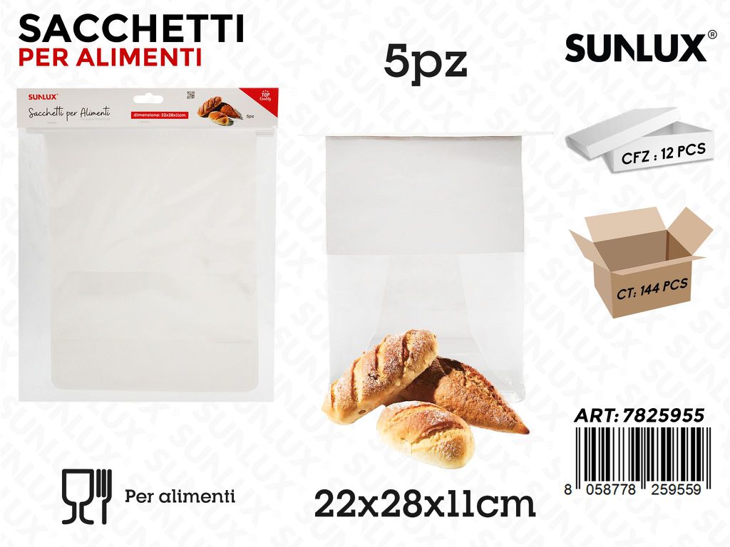 Sunlux Sacchetti Alimenti Carta 5PCS 22*28*11CM