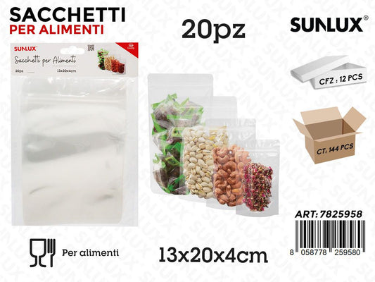 Sunlux Sacchetti per Alimenti Plast. 20PCS 13*20*4CM
