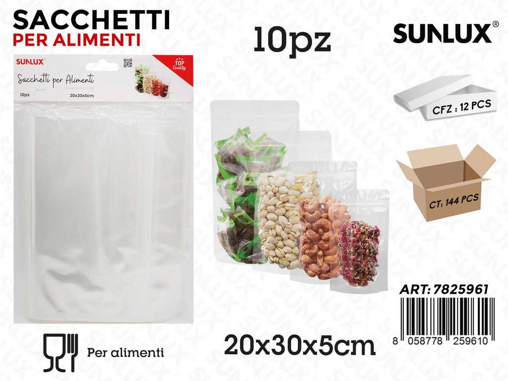 Sunlux Sacchetti per Alimenti Plast. 10PCS 20*30*5CM