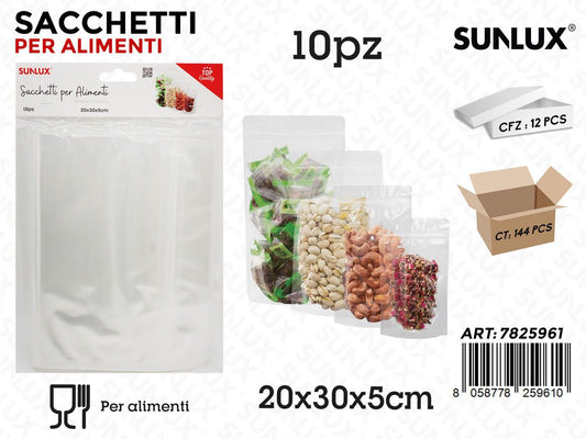 Sunlux Sacchetti per Alimenti Plast. 10PCS 20*30*5CM