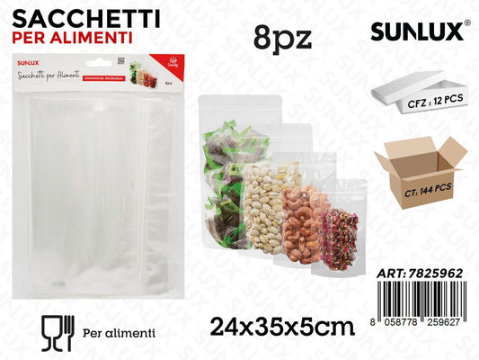 Sunlux Sacchetti per Alimenti Plast. 8PCS 24*35*5CM