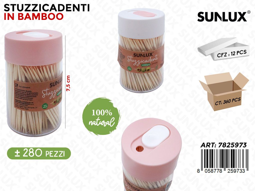 Sunlux Stuzzicadenti in Bamboo Ass. 280PCS