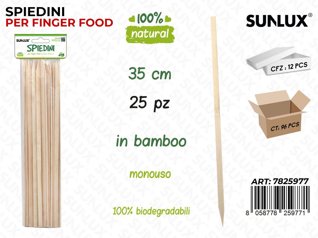 Sunlux Spiedini Finger Food Bamboo 25PCS 35CM