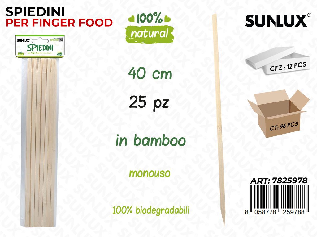 Sunlux Spiedini Finger Food Bamboo 25PCS 40CM
