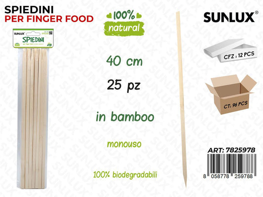 Sunlux Spiedini Finger Food Bamboo 25PCS 40CM