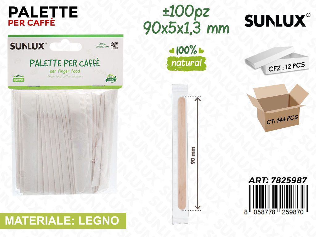 Sunlux Palette per Caffe Legno 100PCS 90*5*1.3MM