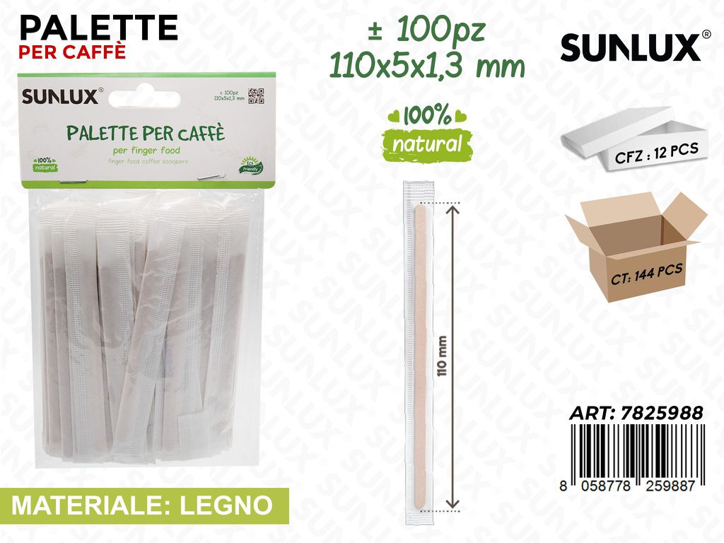 Sunlux Palette per Caffe Legno 100PCS 110*5*1.3MM