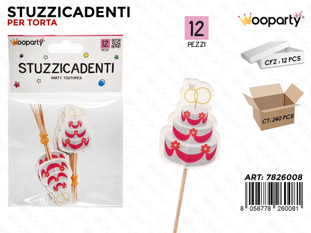 STUZZICADENTI TORTA9CM- 12PCS /PZ DA 12**