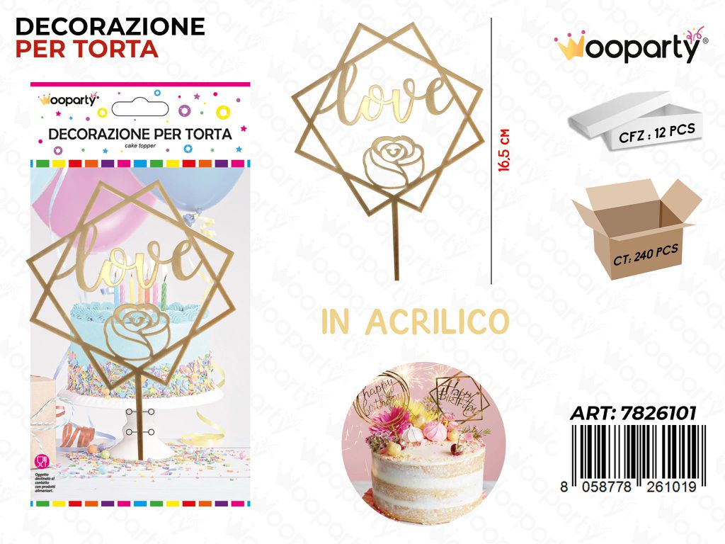 DEC. PER TORTA LOVE 11.5*16.5 CM / PZ DA 12**