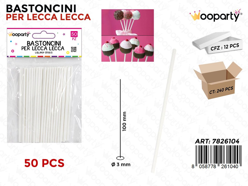 BASTONCINI PER LECCA LECCA D.3*100MM 50PCS /PZ DA 12**