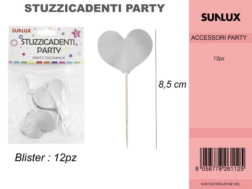 STUZZICADENTI PARTY CUORE 12PC-8.5CM /PZ DA 12**