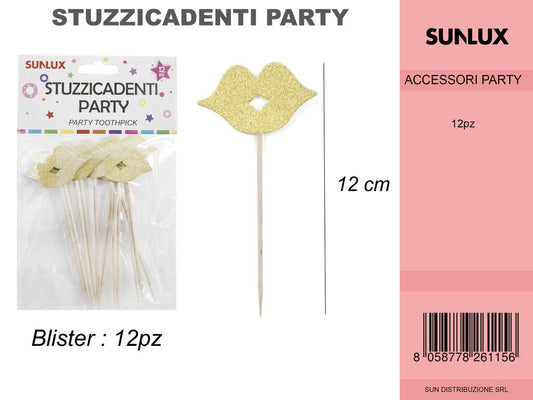 STUZZICADENTI PARTY BOCCA ORO 12PC-12CM /PZ DA 12**