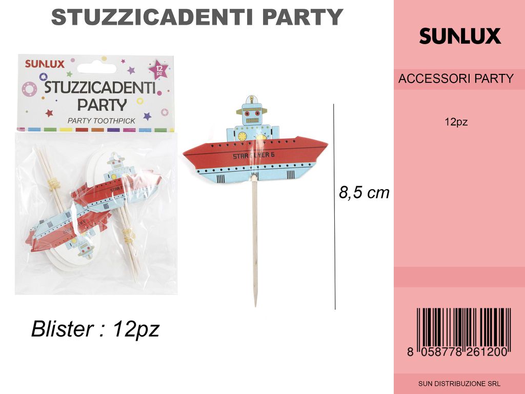 STUZZICADENTI PARTY BARCHETTA 12PC-8.5CM /PZ DA 12**