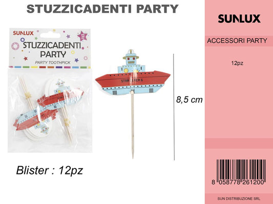 STUZZICADENTI PARTY BARCHETTA 12PC-8.5CM /PZ DA 12**