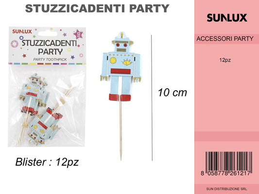 STUZZICADENTI PARTY ROBOT 12PC-10CM /PZ DA 12**