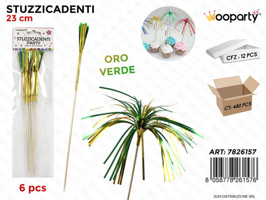 STUZZICADENTI PARTY ORO-VER. 6PCS 23CM /PZ DA 12**