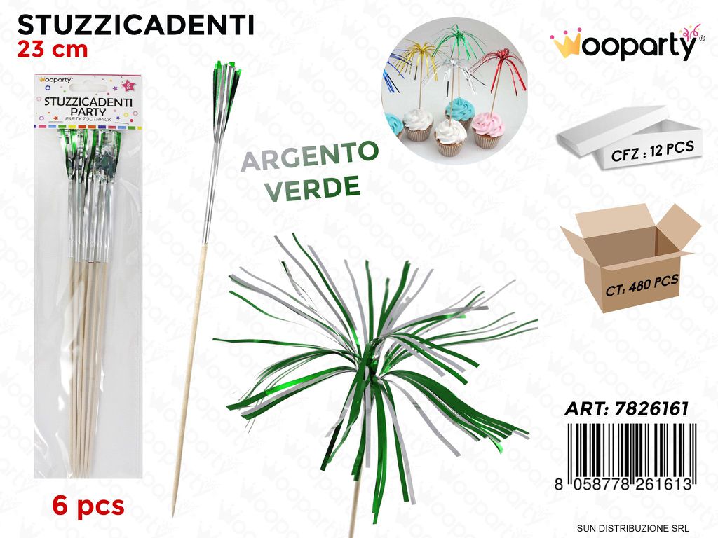 STUZZICADENTI PARTY VER.-ARG. 6PCS 23CM /PZ DA 12**