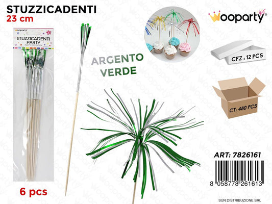 STUZZICADENTI PARTY VER.-ARG. 6PCS 23CM /PZ DA 12**