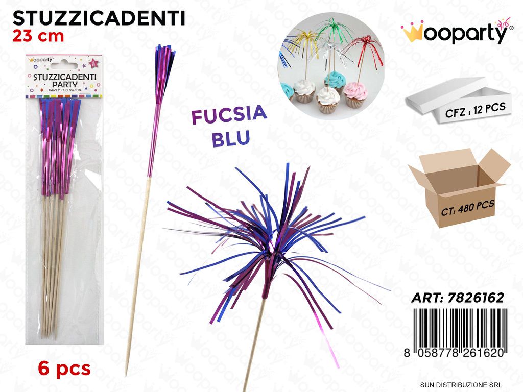 STUZZICADENTI PARTY FUCSIA-BLU 6PCS 23CM /PZ DA 12**