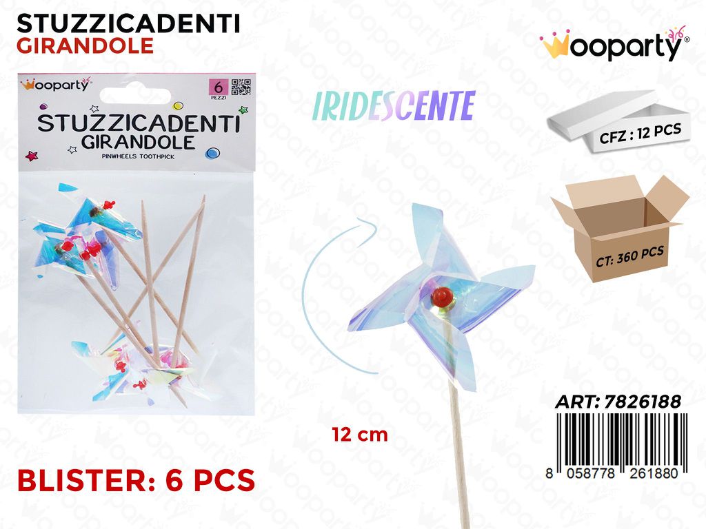 STUZZICADENTI GIRANDOLE IRIDES. 6PCS 12CM /PZ DA 12**