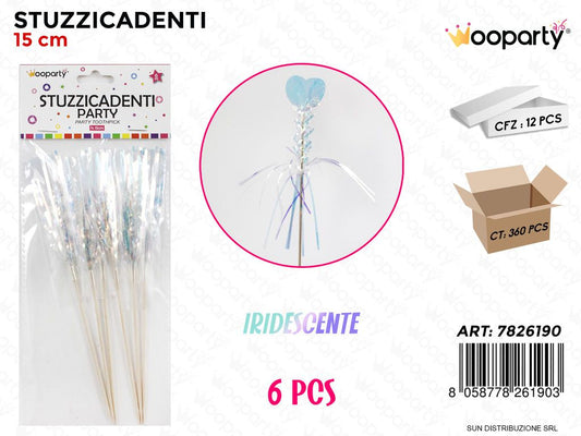 STUZZICADENTI PARTY IRIDES. 6PCS 15CM /PZ DA 12**