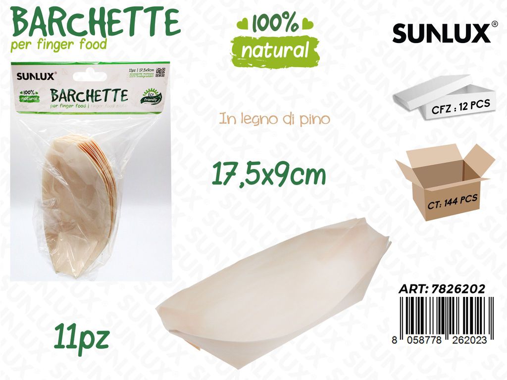 Barchette in Pino Biodegr. 11PCS 17.5*9CM
