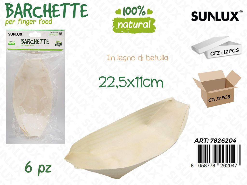 Barchette in Pino Biodegr. 6PCS 22.5*11CM