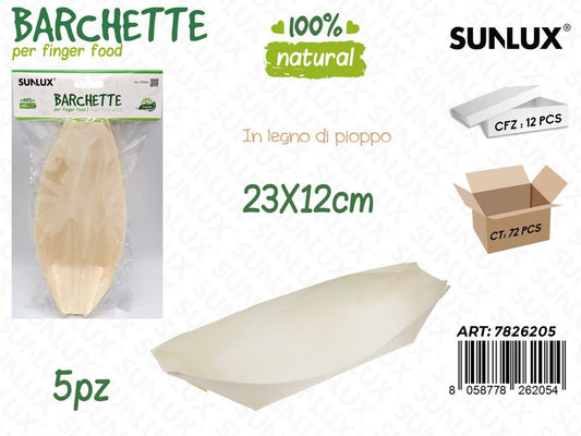 Barchette in Pino Biodegr. 5PCS 23*12CM