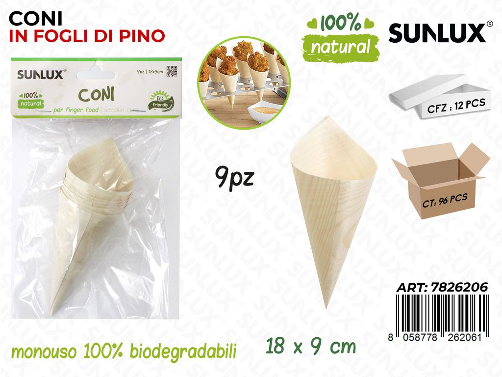 Coni in Pino Biodegr. 9PCS 18*9CM