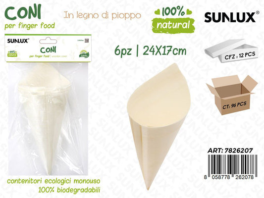 Coni in Pino Biodegr. 6PCS 24*17CM