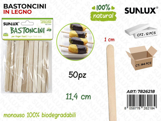 Bastoncini in Legno Biodegr. 50PCS 11.4CM