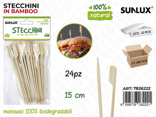 Stecchini in Bamboo Biodegr. 24PCS 15CM