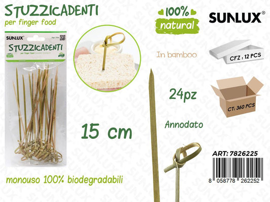 Stuzzicadenti in Bamboo Biodegr. 24PCS 15CM