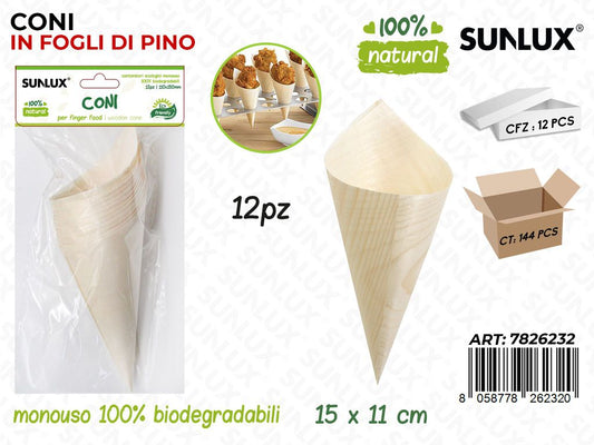 Sunlux Coni in Pino Biodeg. 12PCS 15*11CM