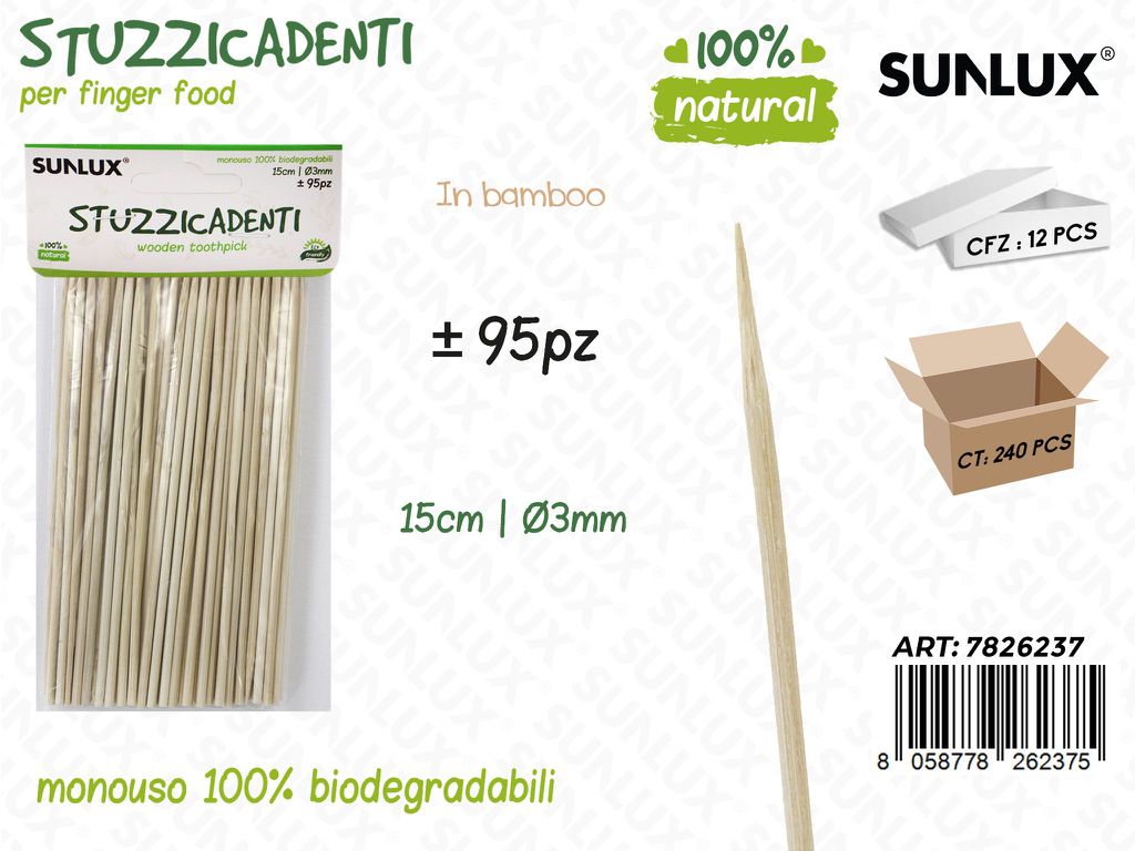 Stuzzicadenti in Bamboo 95PCS D.3MM*15CM