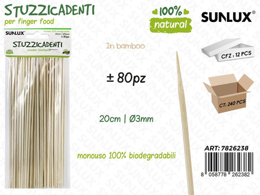 Stuzzicadenti in Bamboo 80PCS D.3MM*20CM