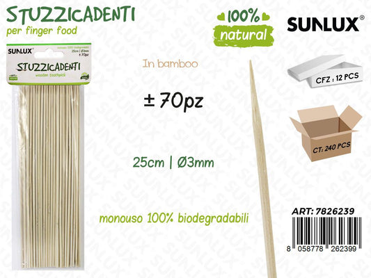 Stuzzicadenti in Bamboo 70PCS D.3MM*25CM