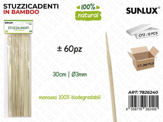 Stuzzicadenti in Bamboo 60PCS D.3MM*30CM