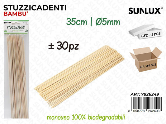 Sunlux Stuzzicadenti Bambu 30PCS 5MM*35CM