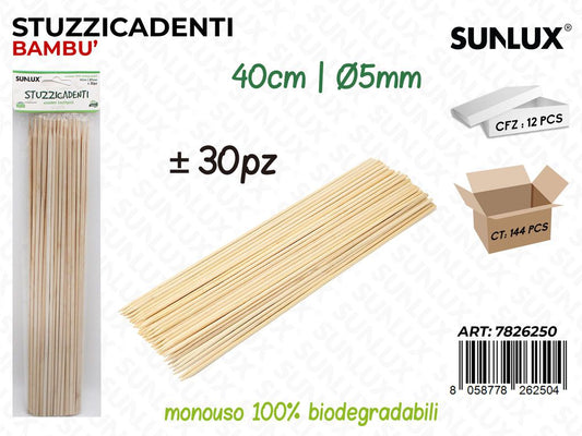 Sunlux Stuzzicadenti Bambu 30PCS 5MM*40CM