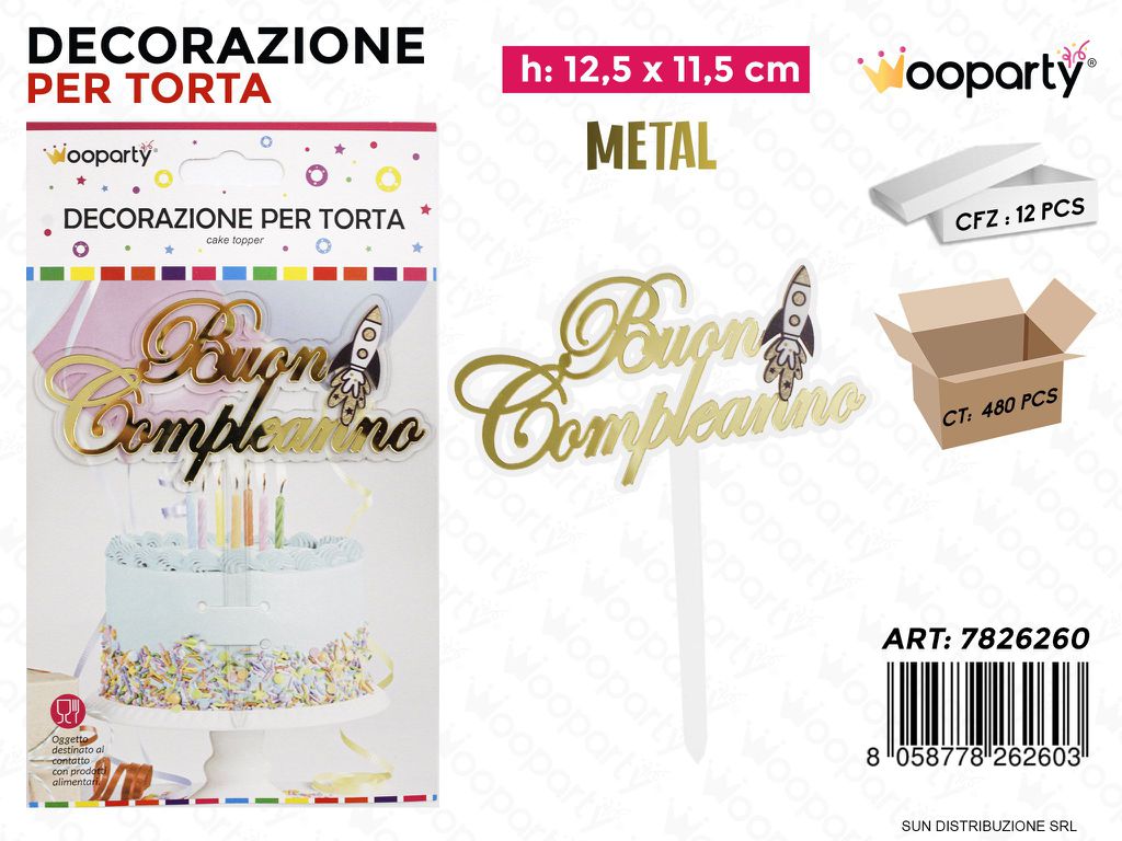 DEC. PER TORTA METAL BUON COMPL. 12.5*11.5CM /PZ DA 12**