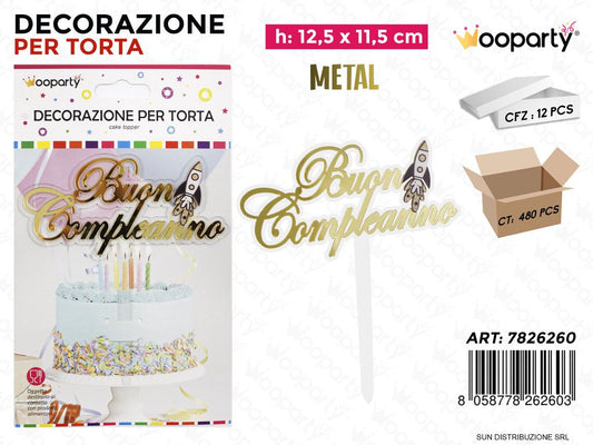 DEC. PER TORTA METAL BUON COMPL. 12.5*11.5CM /PZ DA 12**
