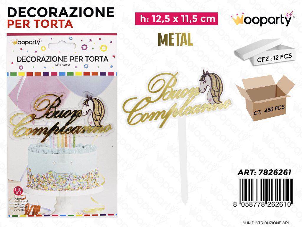 DEC. PER TORTA METAL BUON COMPL. 12.5*11.5CM /PZ DA 12**