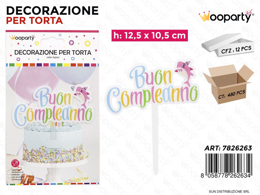DEC. PER TORTA BUON COMPL. 12.5*10.5CM /PZ DA 12**